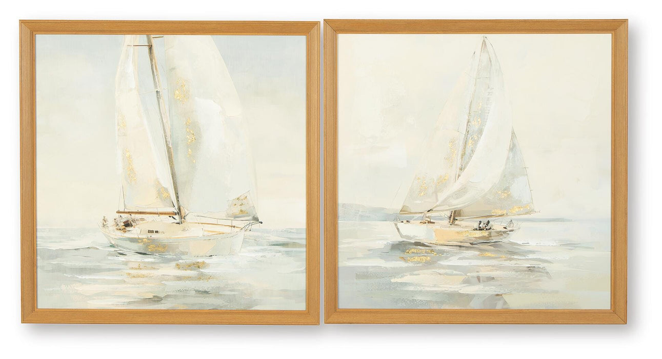 Signature Design Gray/Tan/Gold Finish Wall Art Set (2/CN)