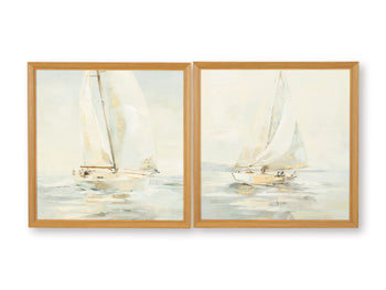 Signature Design Gray/Tan/Gold Finish Wall Art Set (2/CN)