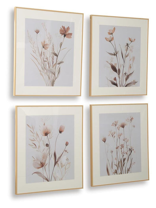 Signature Design Beige/Gray/Blush Wall Art Set (4/CN)