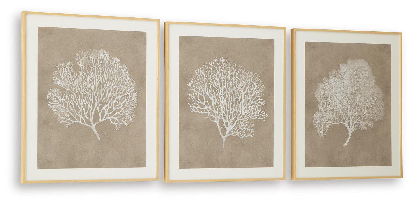 Signature Design Taupe/White Wall Art Set (3/CN)