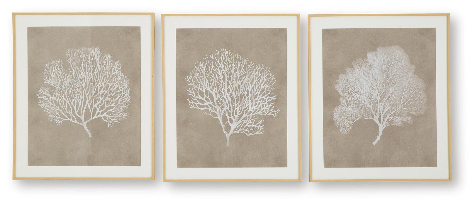 Signature Design Taupe/White Wall Art Set (3/CN)