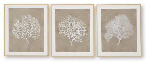 Signature Design Taupe/White Wall Art Set (3/CN)