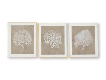 Signature Design Taupe/White Wall Art Set (3/CN)