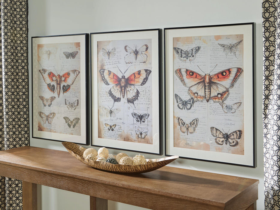 Signature Design Orange/Black/Ivory Wall Art Set (3/CN)