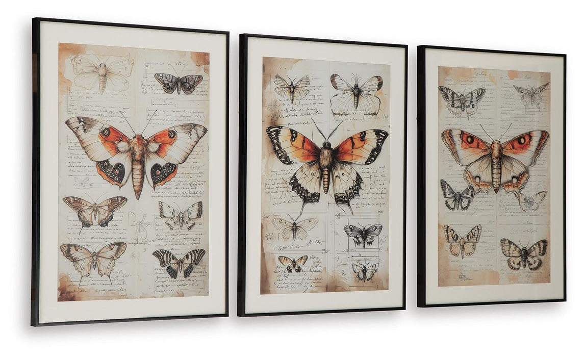 Signature Design Orange/Black/Ivory Wall Art Set (3/CN)