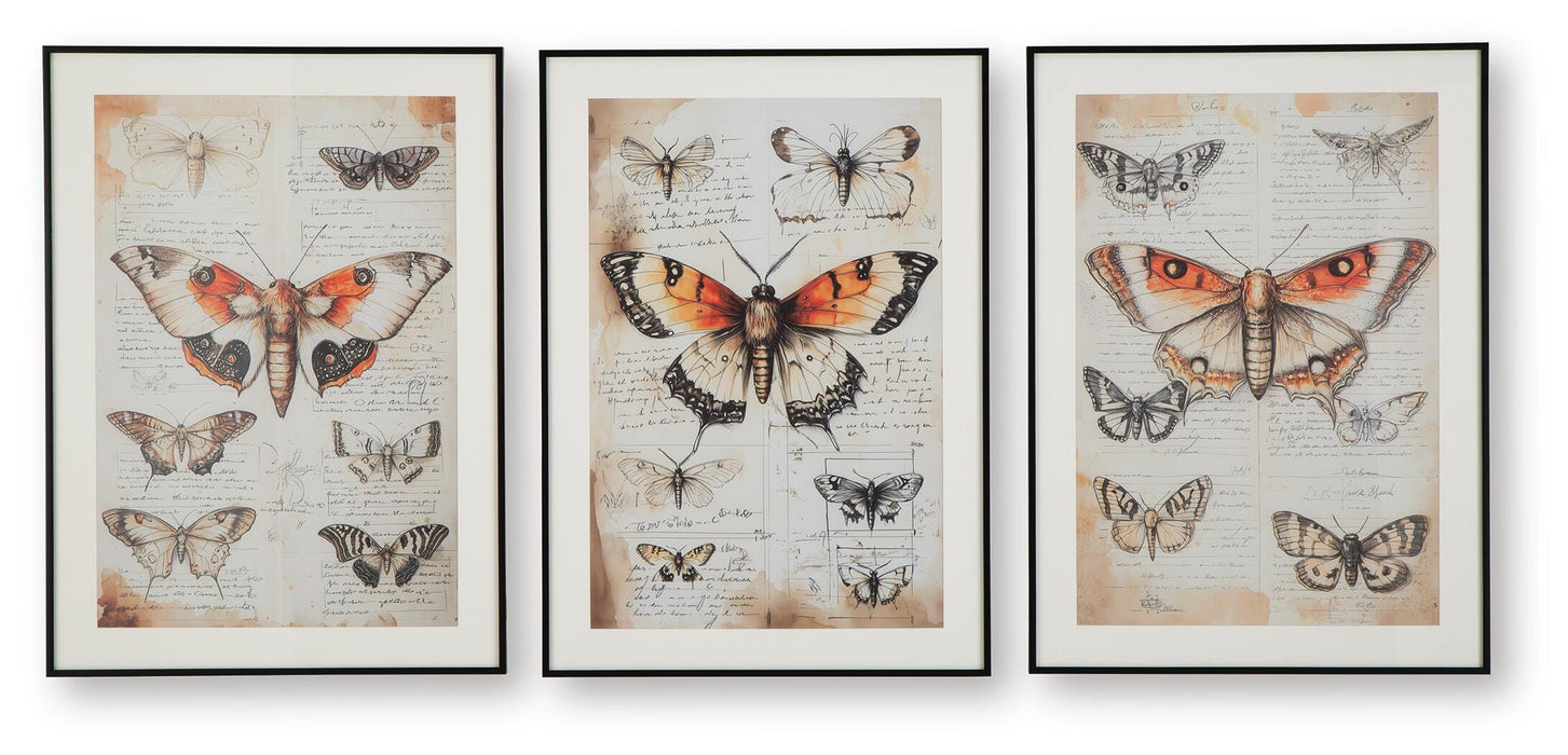 Signature Design Orange/Black/Ivory Wall Art Set (3/CN)
