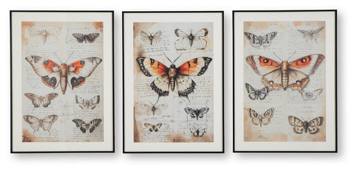 Signature Design Orange/Black/Ivory Wall Art Set (3/CN)