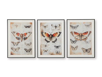 Signature Design Orange/Black/Ivory Wall Art Set (3/CN)