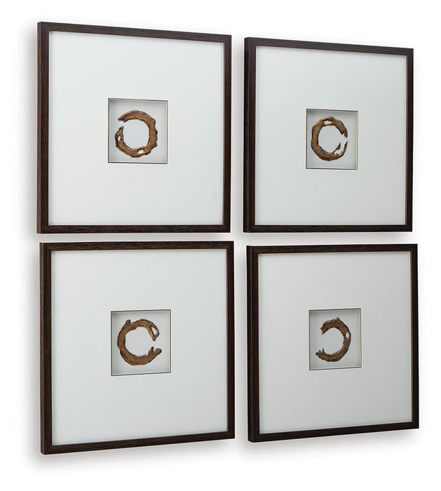 Signature Design White/Gold Finish Wall Art Set (4/CN)