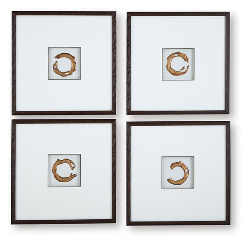 Signature Design White/Gold Finish Wall Art Set (4/CN)