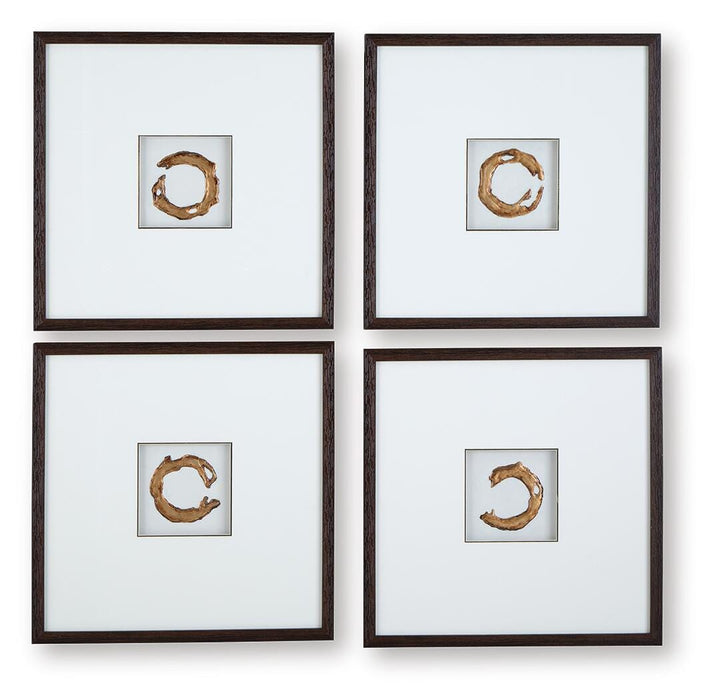 Signature Design White/Gold Finish Wall Art Set (4/CN)