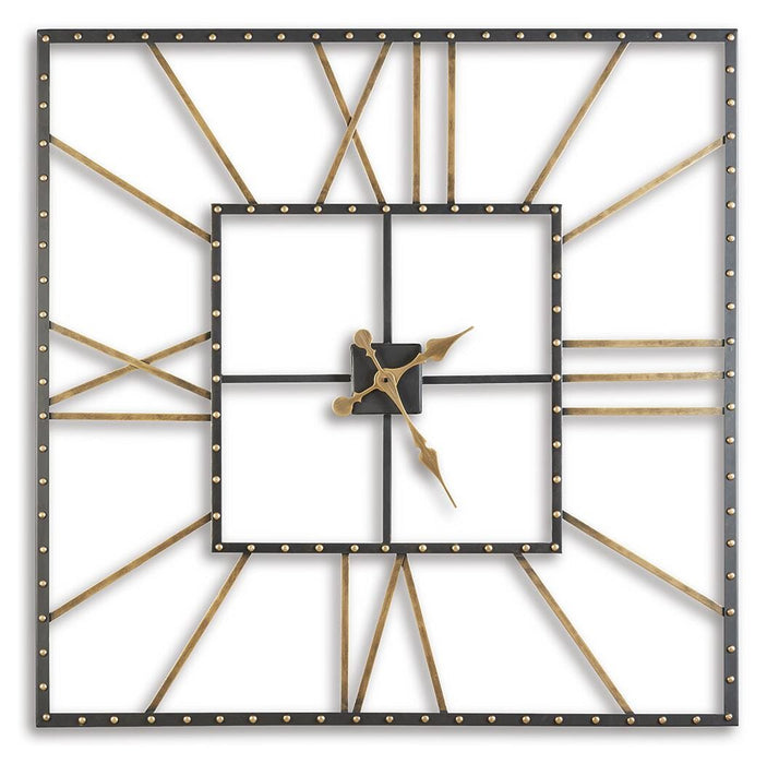 Signature Design Black/Gold Finish Wall Clock