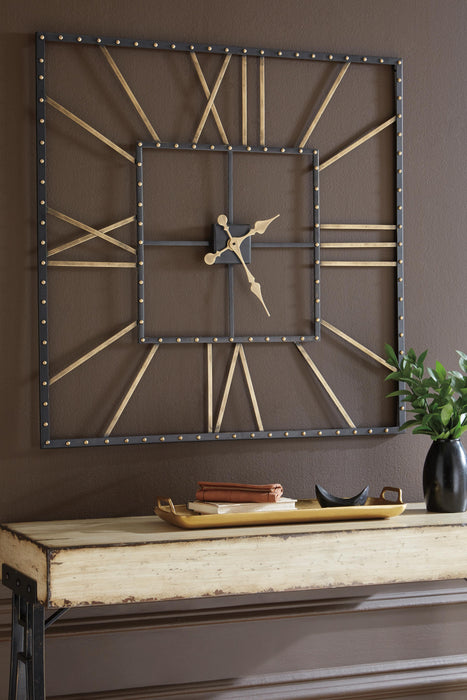 Signature Design Black/Gold Finish Wall Clock