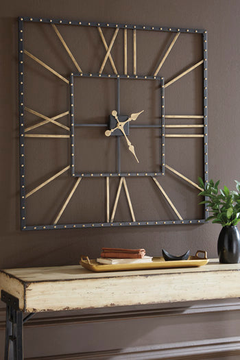 Signature Design Black/Gold Finish Wall Clock