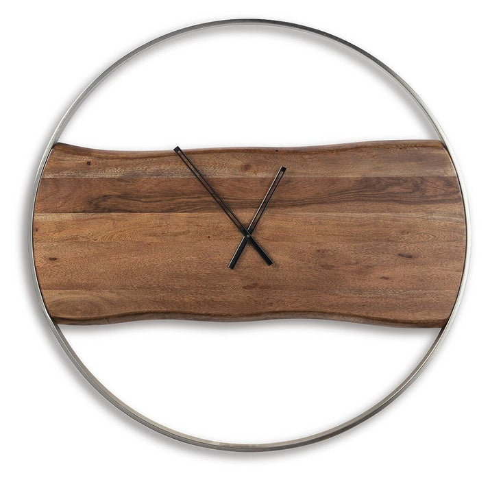 Signature Design Brown/Silver Finish Wall Clock