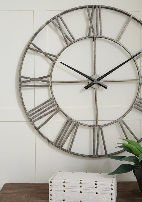 Signature Design Antique Silver Wall Clock