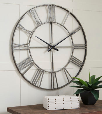 Signature Design Antique Silver Wall Clock