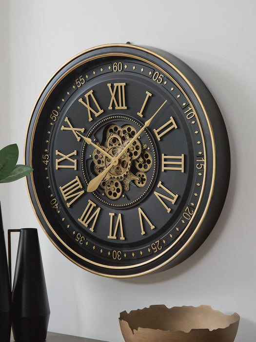 Signature Design Black/Gold Finish Wall Clock