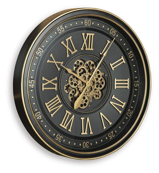 Signature Design Black/Gold Finish Wall Clock