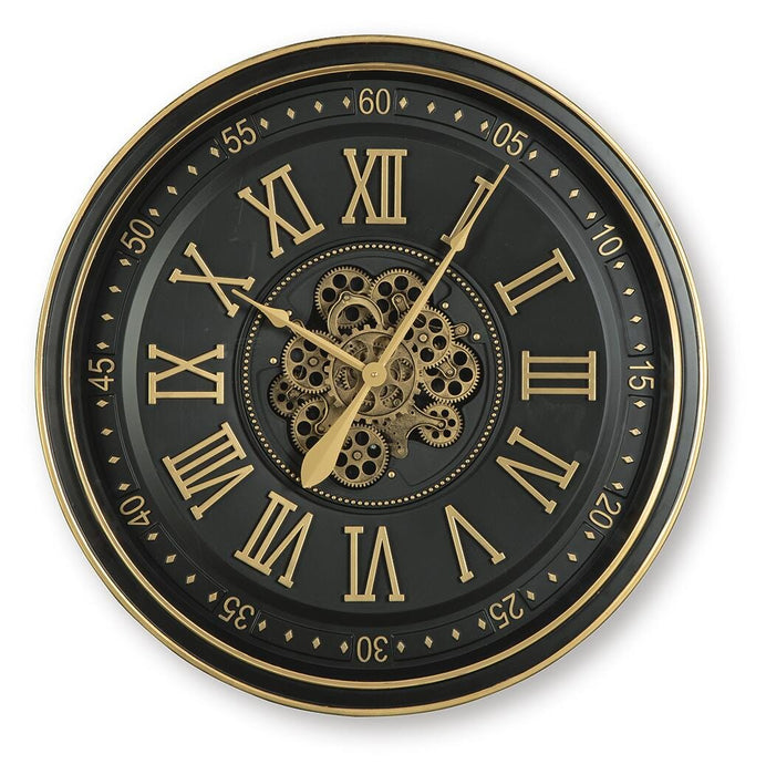 Signature Design Black/Gold Finish Wall Clock