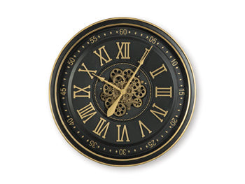Signature Design Black/Gold Finish Wall Clock