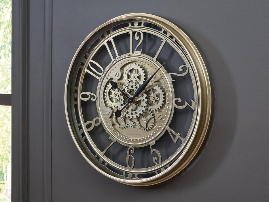 Signature Design Champagne Finish Wall Clock