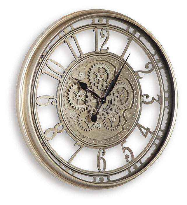 Signature Design Champagne Finish Wall Clock
