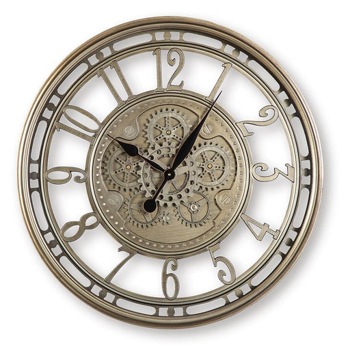Signature Design Champagne Finish Wall Clock