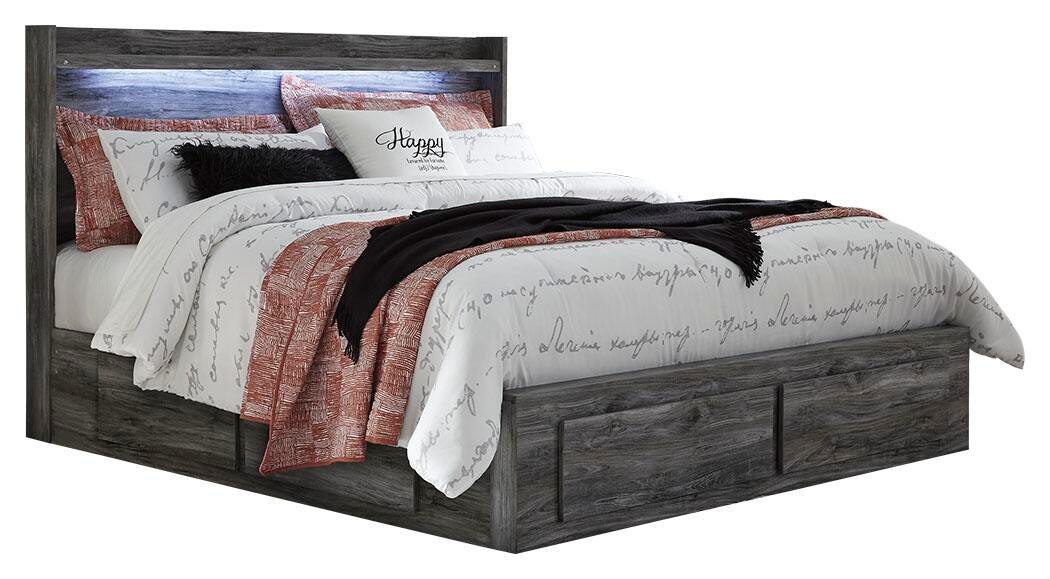 King Panel Bed with 4 Storage Drawers