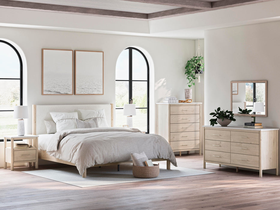 Signature Design Two-tone King Upholstered Panel Bed