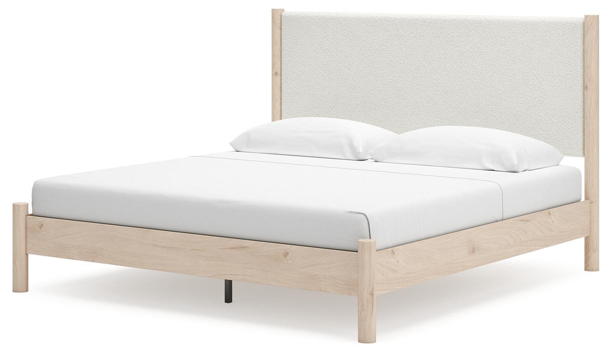 Signature Design Two-tone King Upholstered Panel Bed