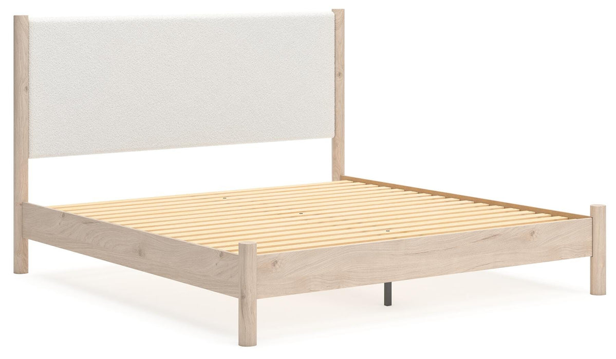 Signature Design Two-tone King Upholstered Panel Bed
