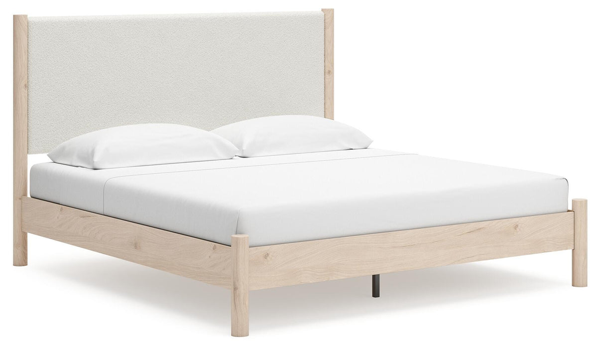 Signature Design Two-tone King Upholstered Panel Bed