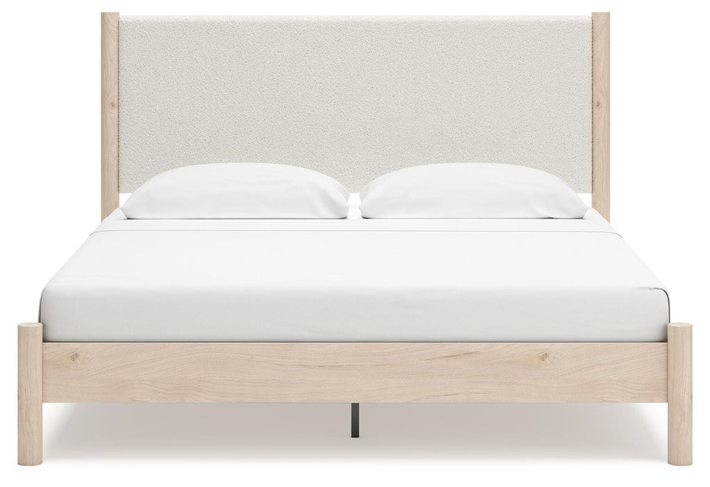 Signature Design Two-tone King Upholstered Panel Bed