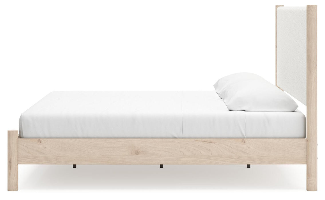 Signature Design Two-tone King Upholstered Panel Bed