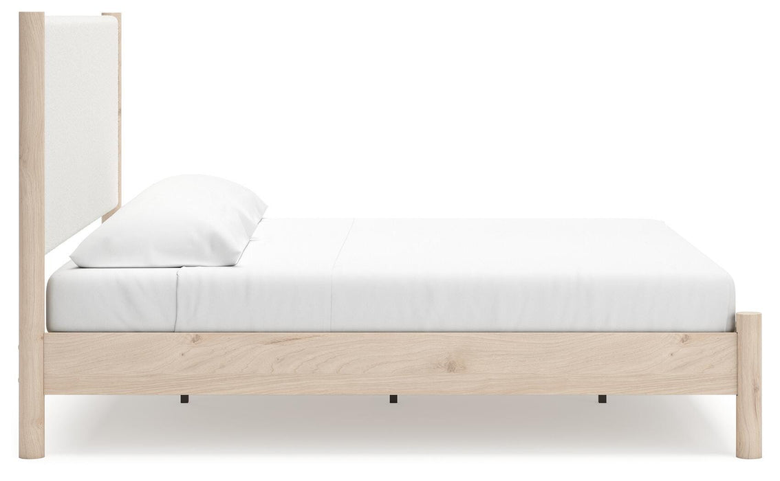 Signature Design Two-tone King Upholstered Panel Bed