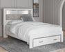 Signature Design White Queen Upholstered Bookcase Bed with Storage