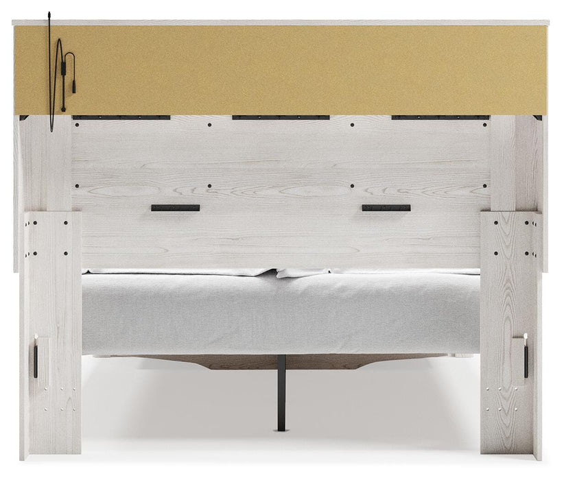 Signature Design White Queen Upholstered Bookcase Bed with Storage