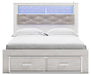 Signature Design White Queen Upholstered Bookcase Bed with Storage