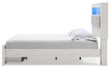 Signature Design White Queen Upholstered Bookcase Bed with Storage