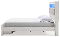 Signature Design White King Upholstered Bookcase Bed with Storage