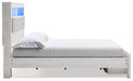 Signature Design White King Upholstered Bookcase Bed with Storage