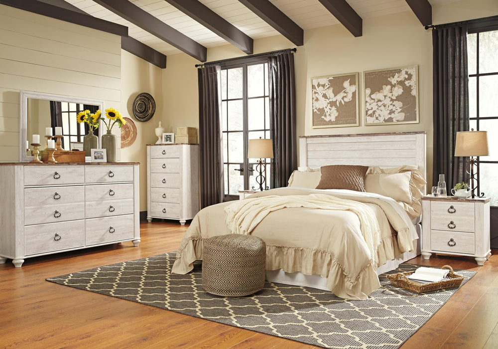 Signature Design Whitewash Queen Panel Headboard