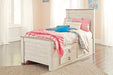 Signature Design Whitewash Twin Panel Bed with 2 Storage Drawers
