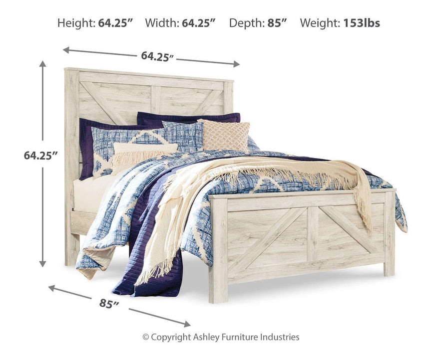 Signature Design Whitewash Queen Crossbuck Panel Bed