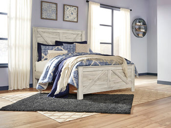 Signature Design Whitewash Queen Crossbuck Panel Bed
