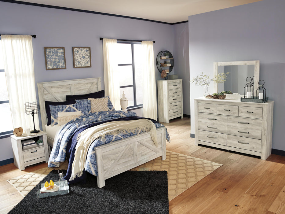 Signature Design Whitewash Queen Crossbuck Panel Bed