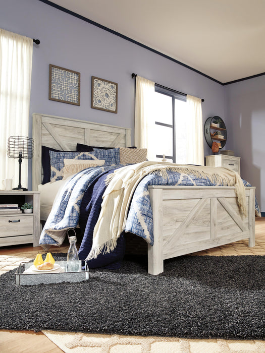 Signature Design Whitewash Queen Crossbuck Panel Bed