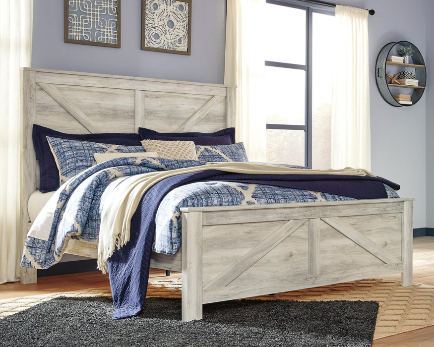 Signature Design Whitewash King Crossbuck Panel Bed