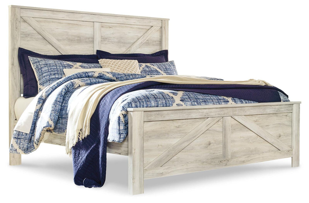 Signature Design Whitewash King Crossbuck Panel Bed